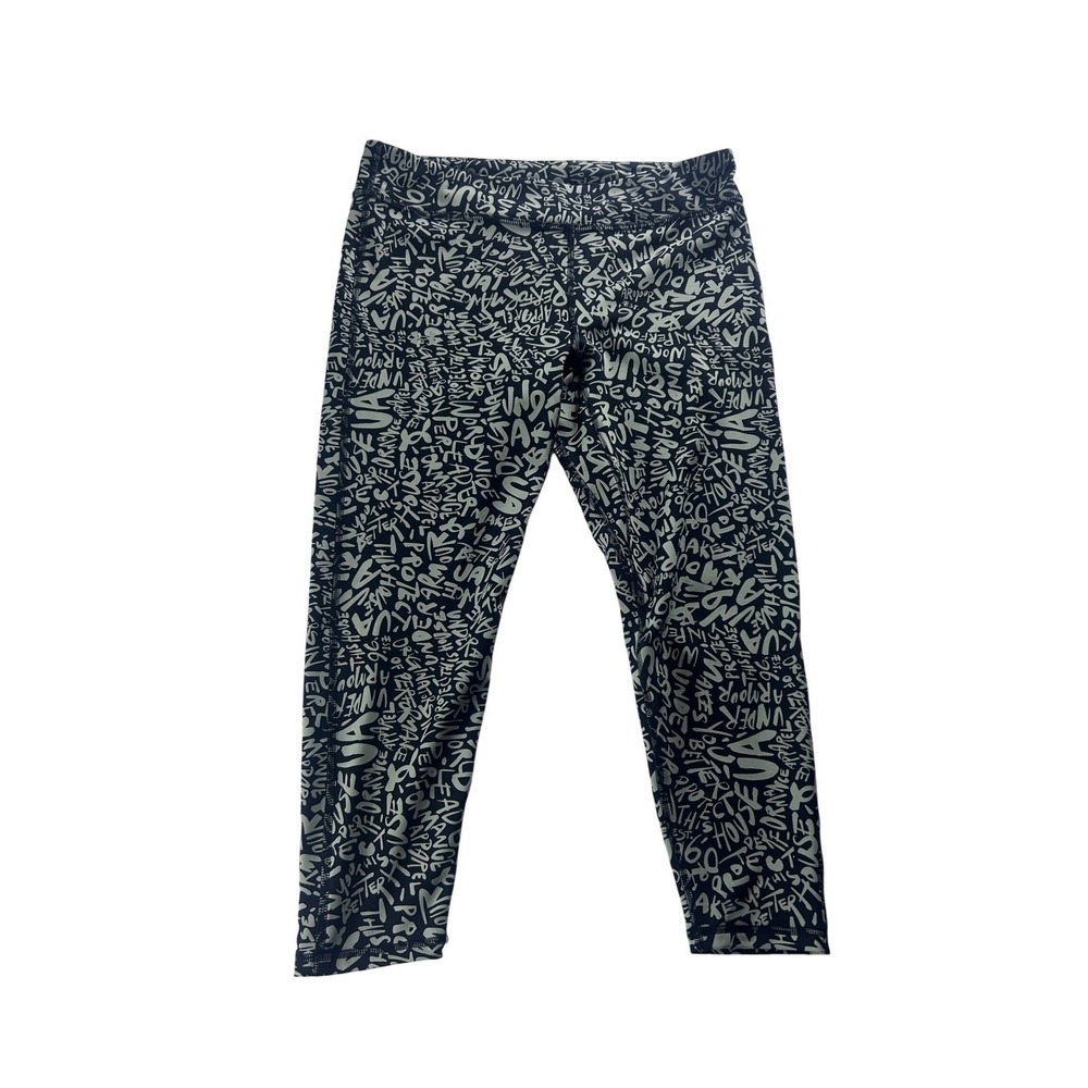 Under Armour Girls YXL JTG EG Black White Graffiti Print Leggings Activewear NEW